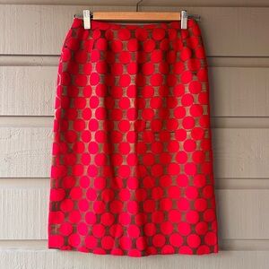Amazing Vintage Red Polka Dot with Gold Shimmer Pencil Skirt